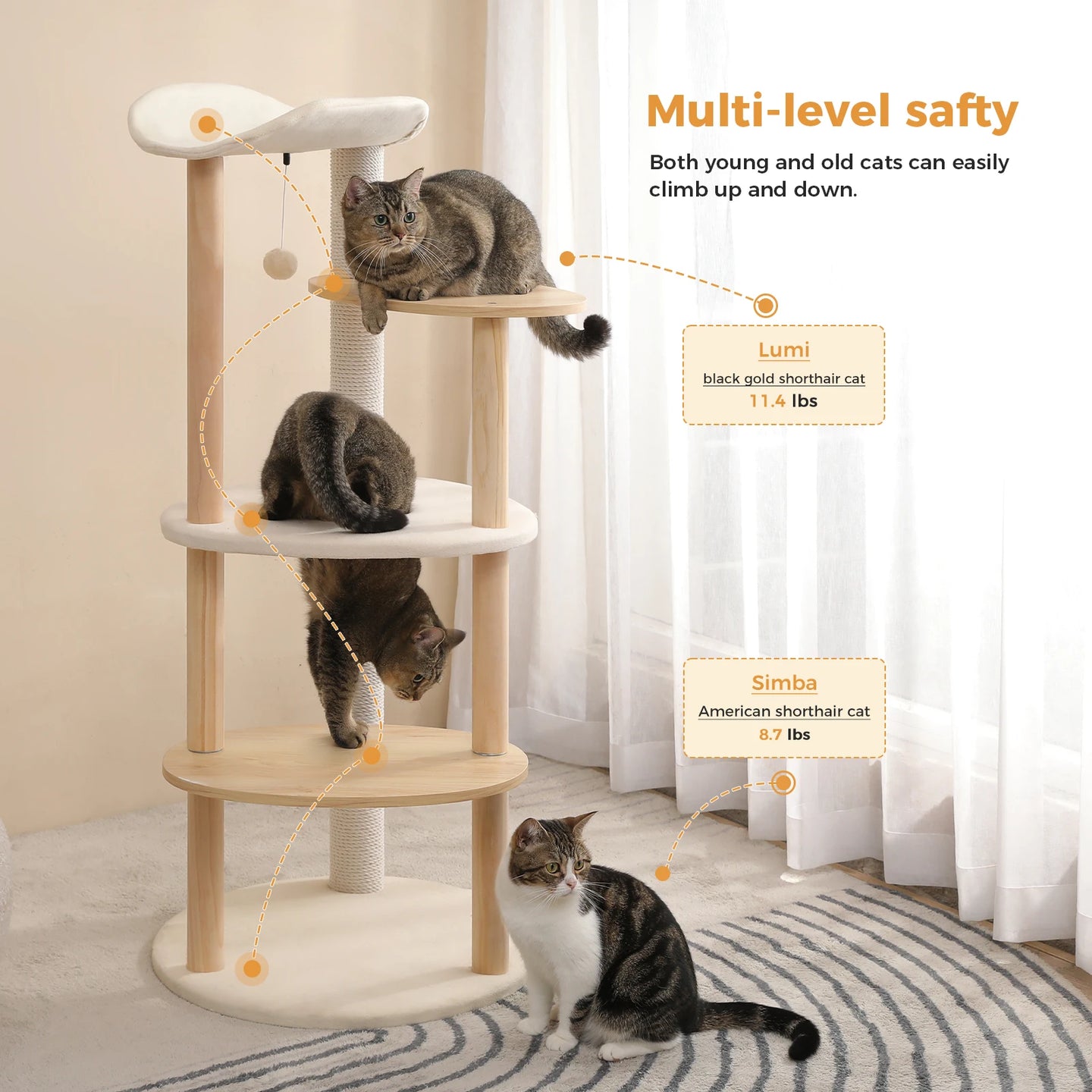 PAWZ Road Modern 5-Layer Cat Tree Tower – Stylish Multi-Level Haven for Cats